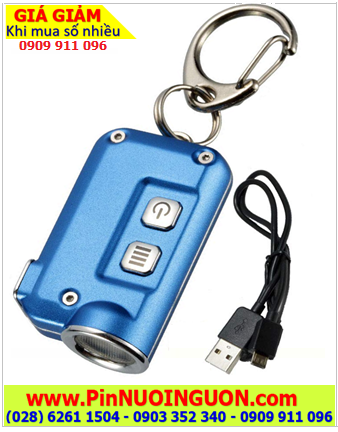 Đèn pin móc khóa siêu sáng NItecore TINI blue bóng CREE XP-G2 S3 với 380lumens chiếu xa 64m, cổng sạc USB chính hãng| HÀNG CÓ SẲN